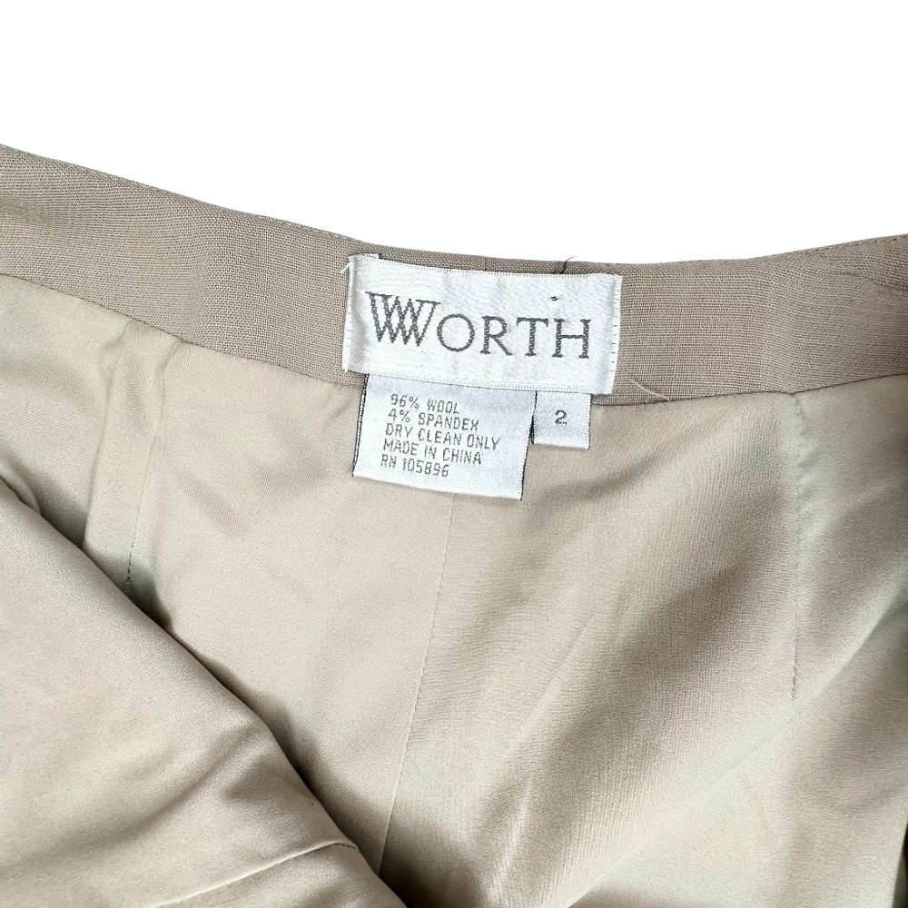 Worth Women's Wool Dress Pants Trousers Fully Lined & Pleated Tan-Taupe - Picture 7 of 9